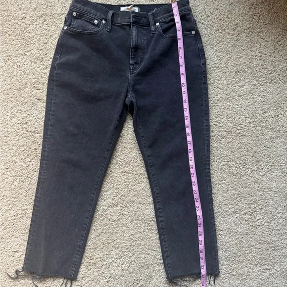 Madewell High-Rise slim crop Black boyjean Frayed jeans - Picture 2 of 8
